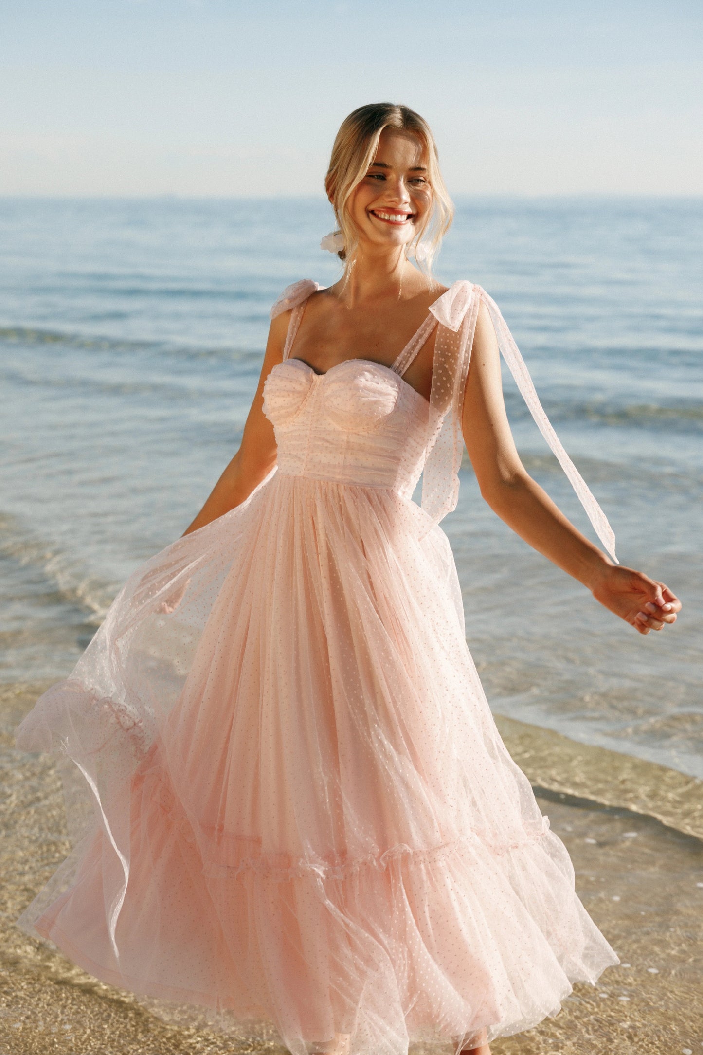 Blossom Chiffon Sweetheart Midi Dress