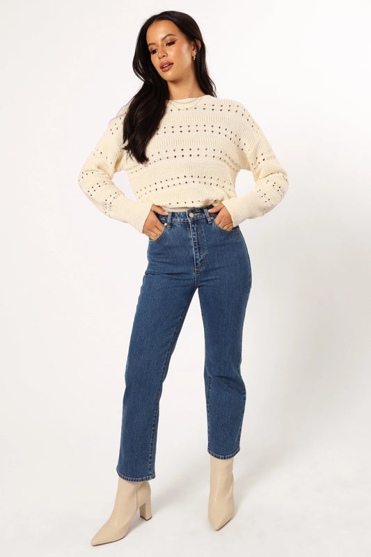 Cable-Stripe Knit Sweater