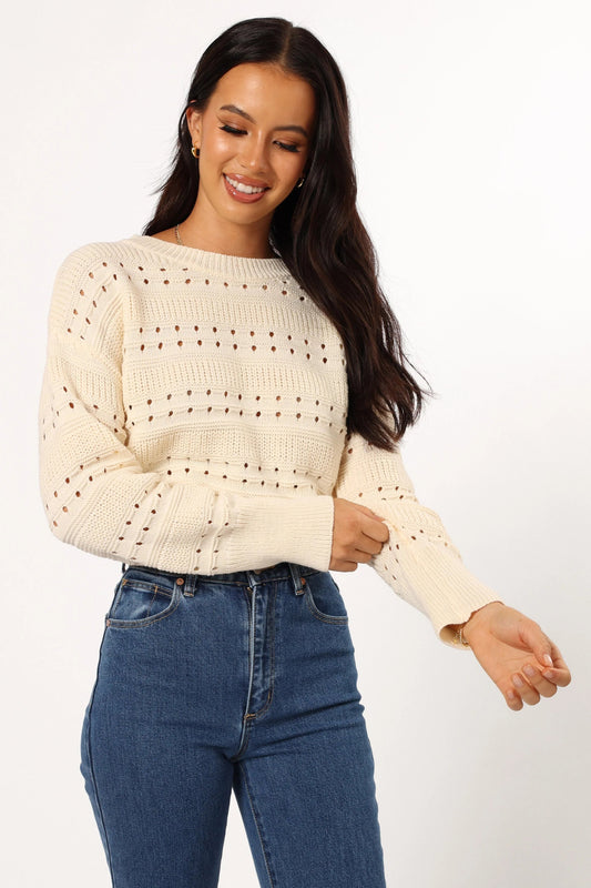 Cable-Stripe Knit Sweater