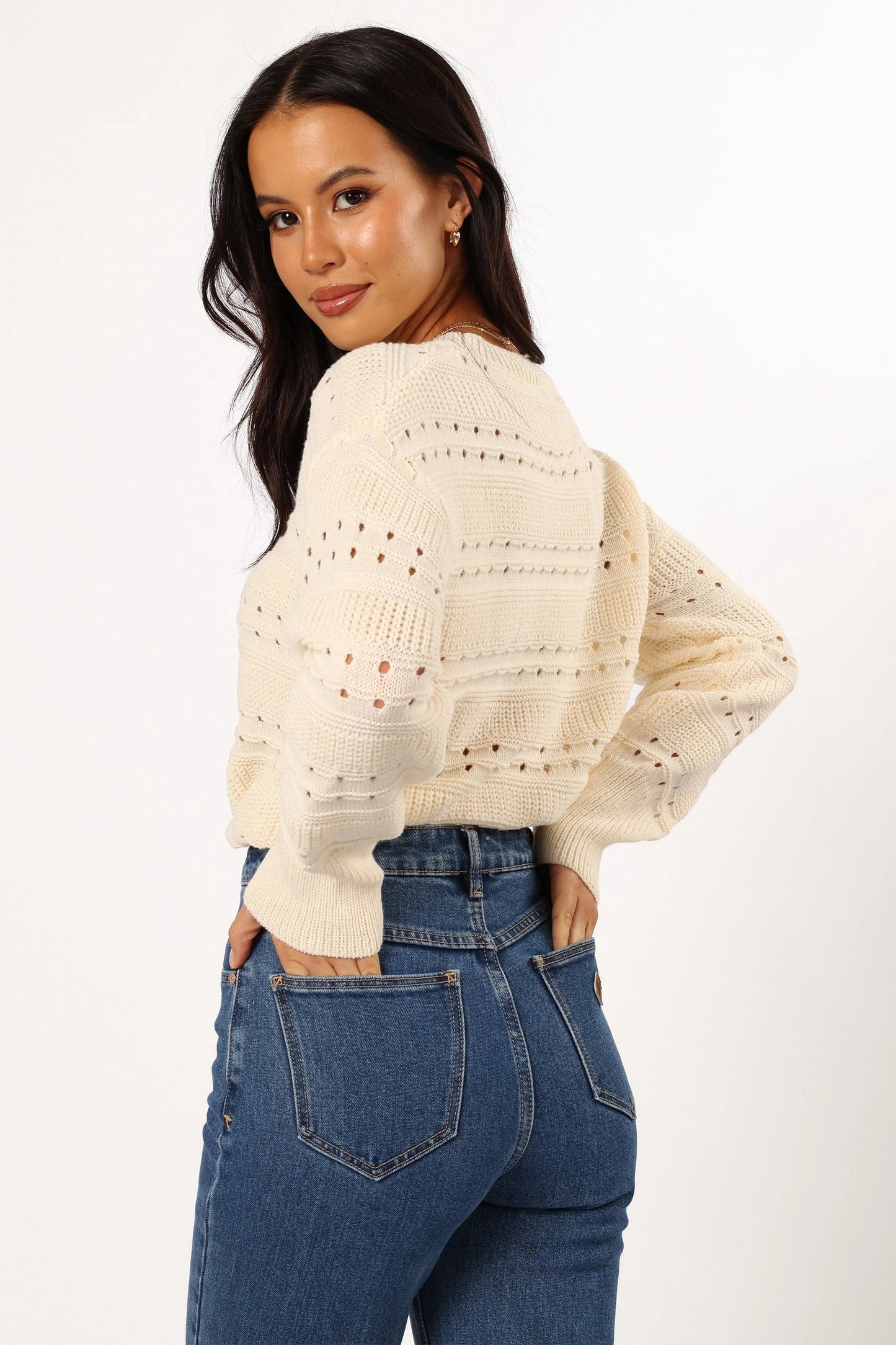 Cable-Stripe Knit Sweater