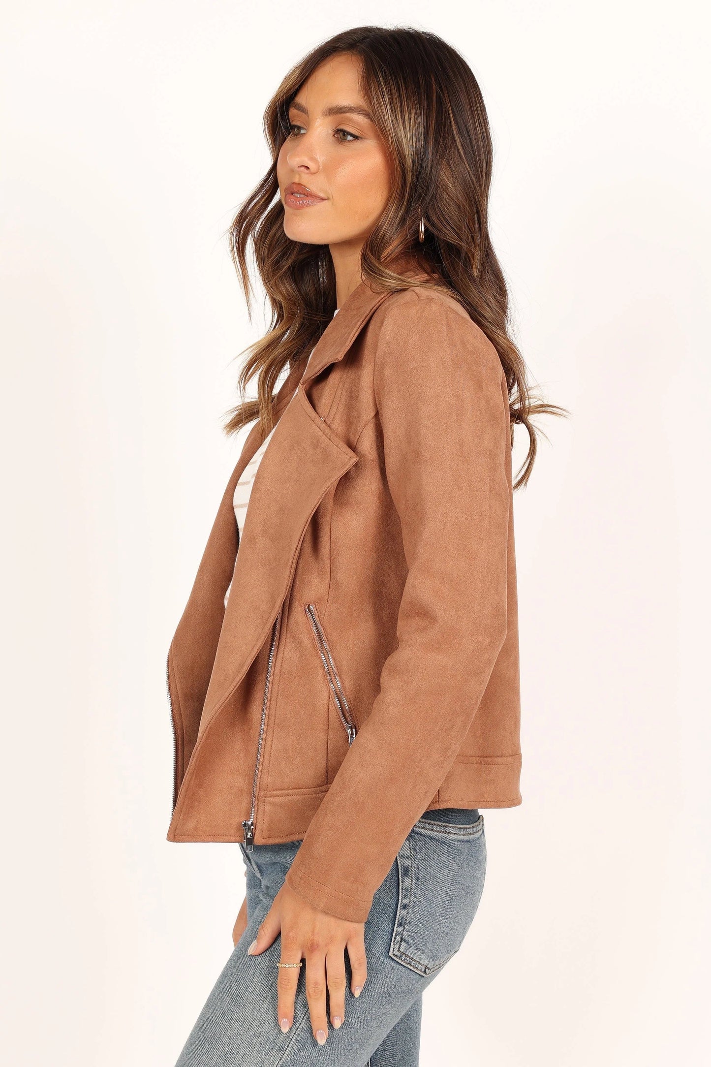 Faux Suede Moto Jacket