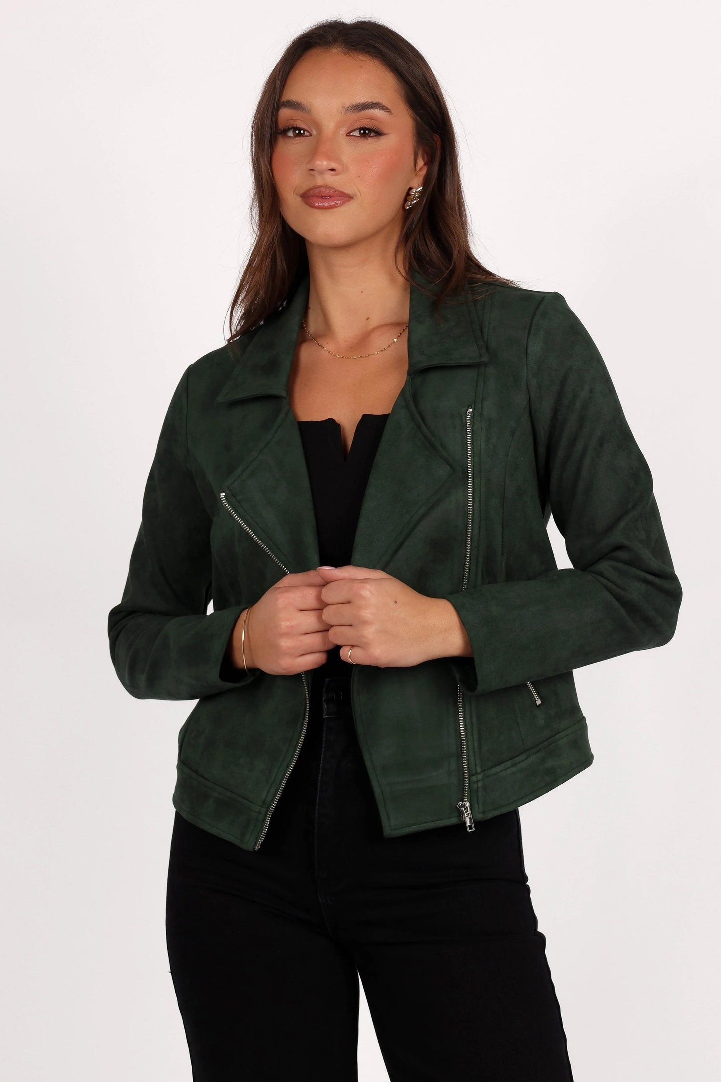 Faux Suede Moto Jacket