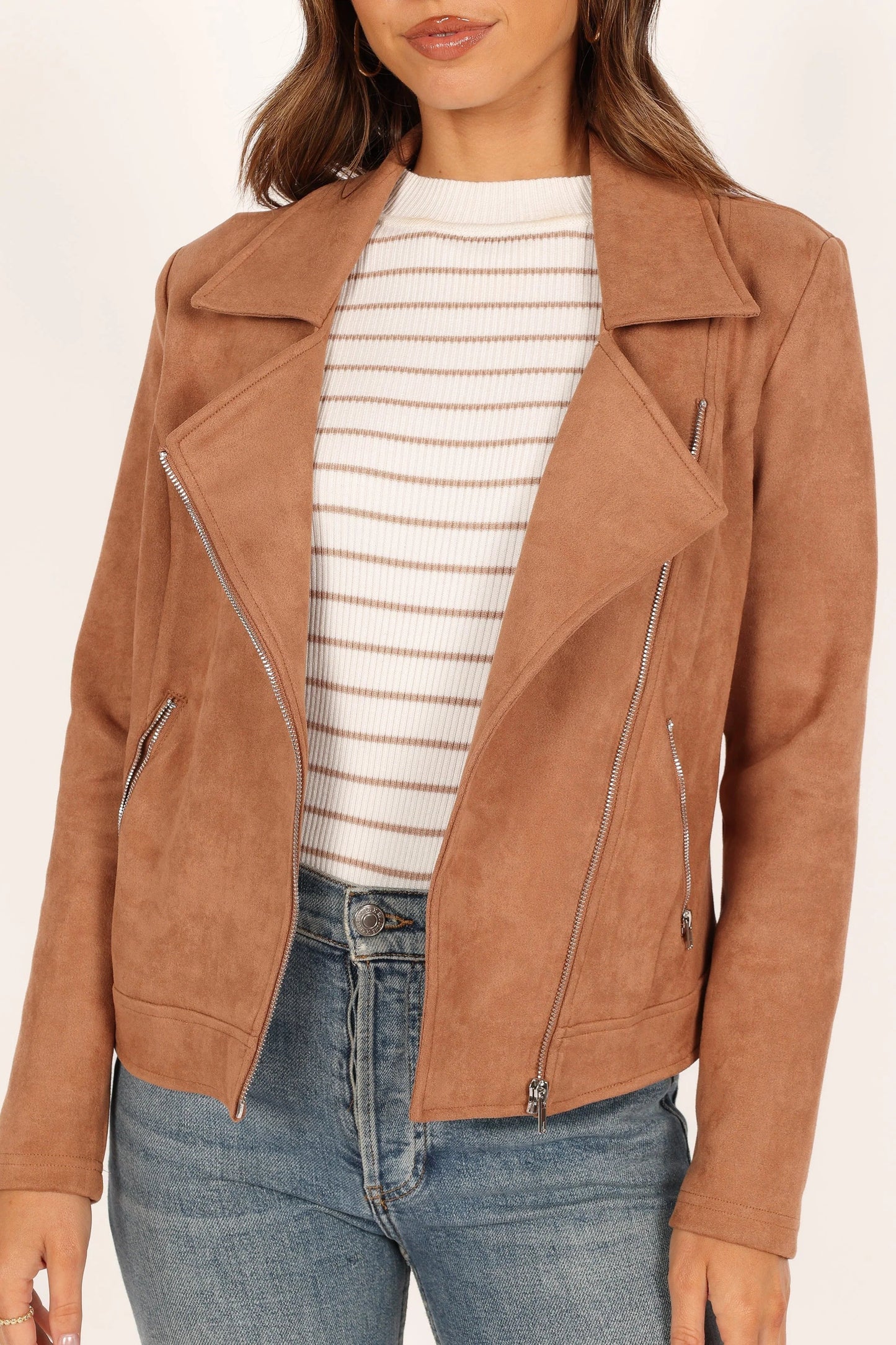 Faux Suede Moto Jacket