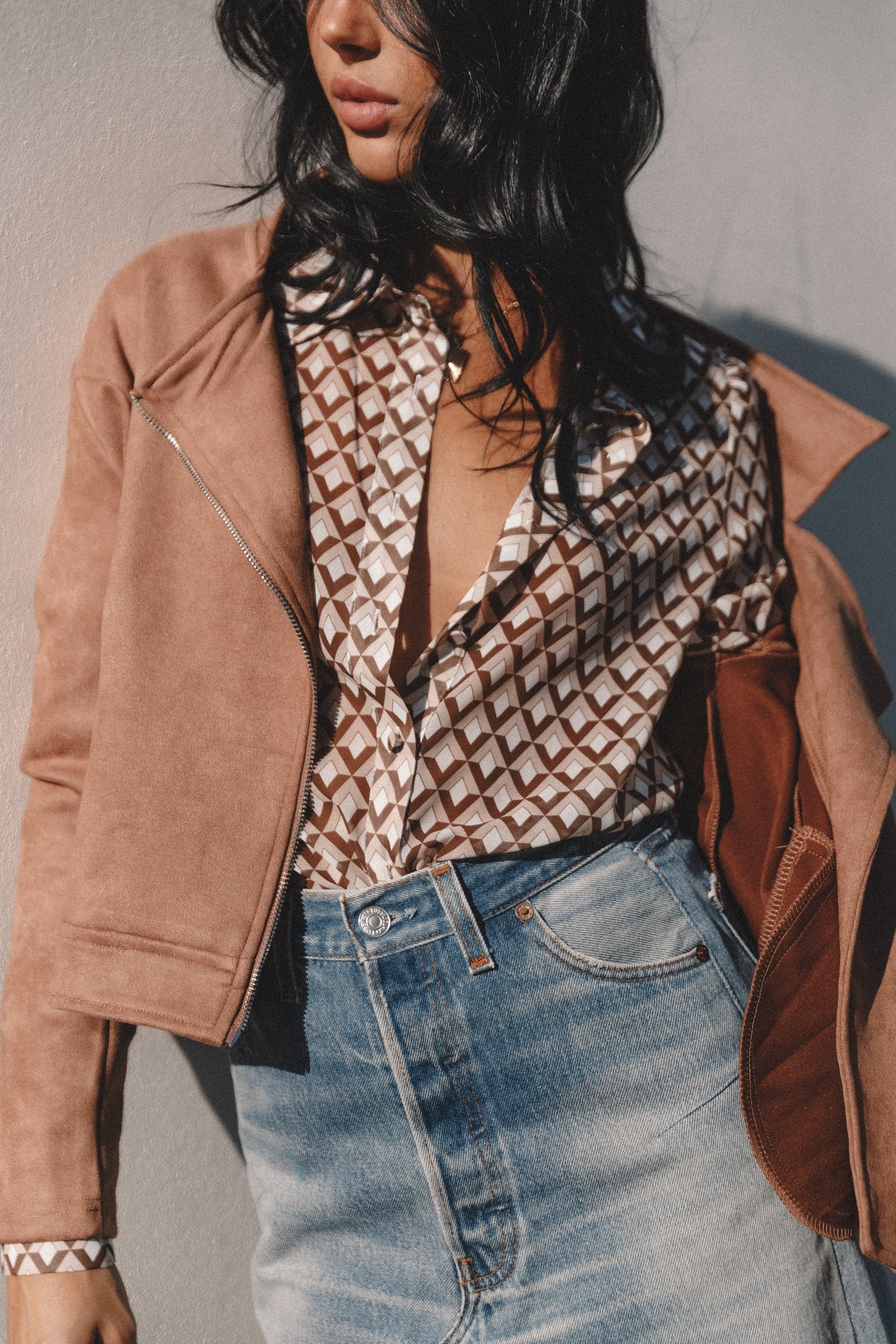 Faux Suede Moto Jacket