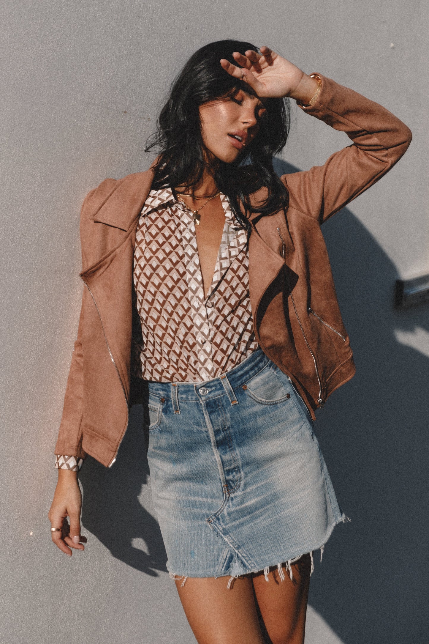 Faux Suede Moto Jacket