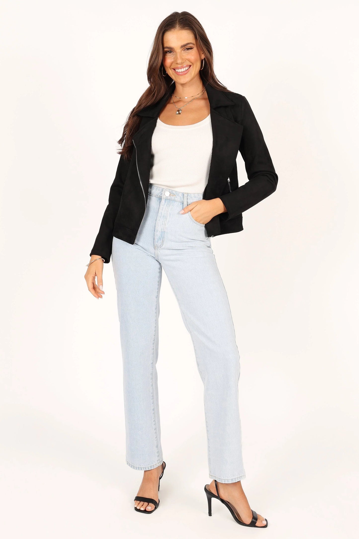 Faux Suede Moto Jacket
