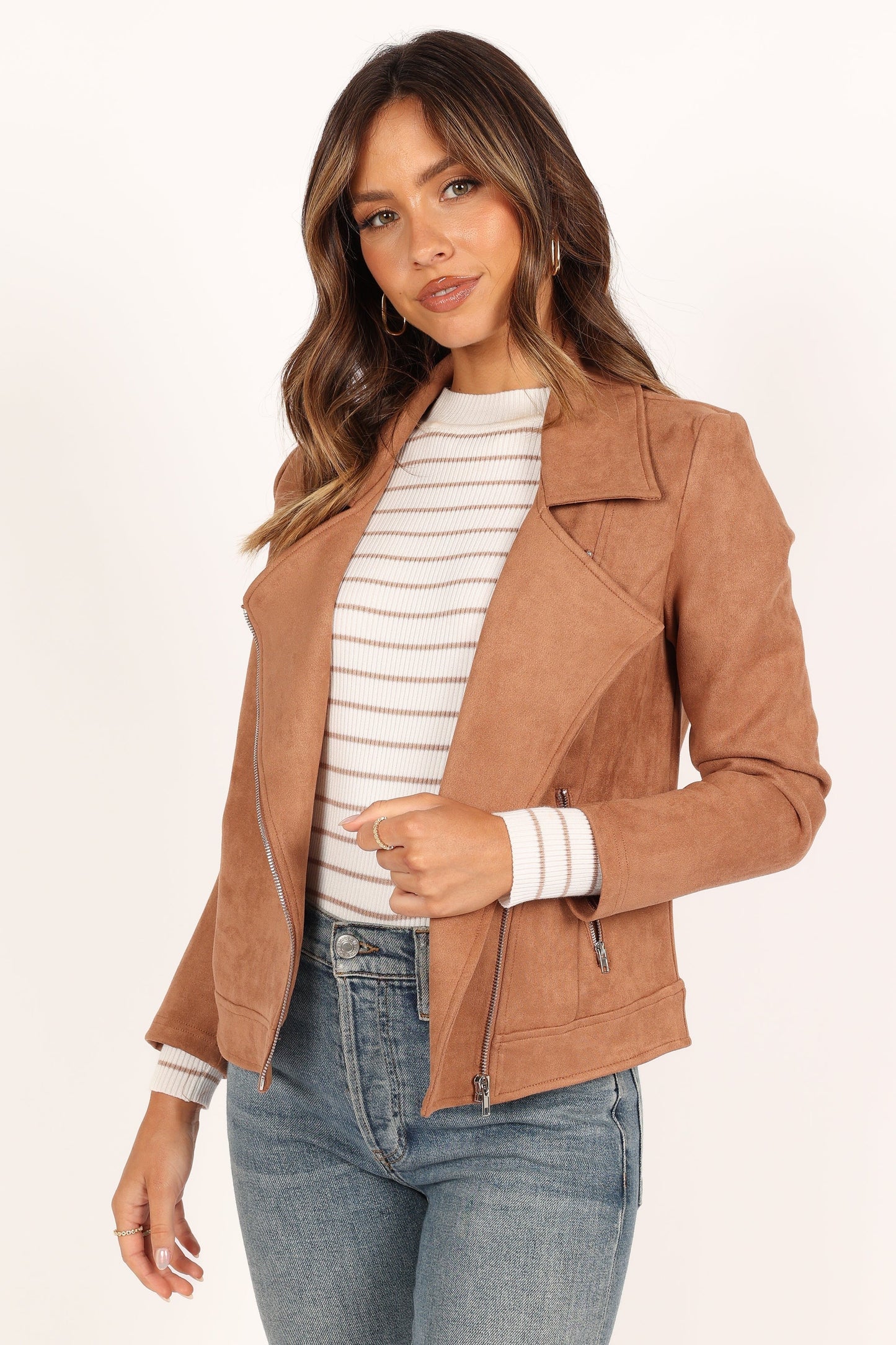 Faux Suede Moto Jacket