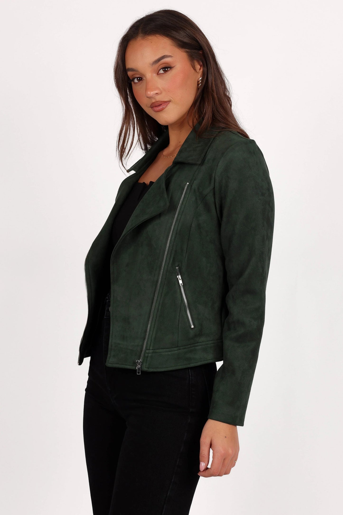 Faux Suede Moto Jacket