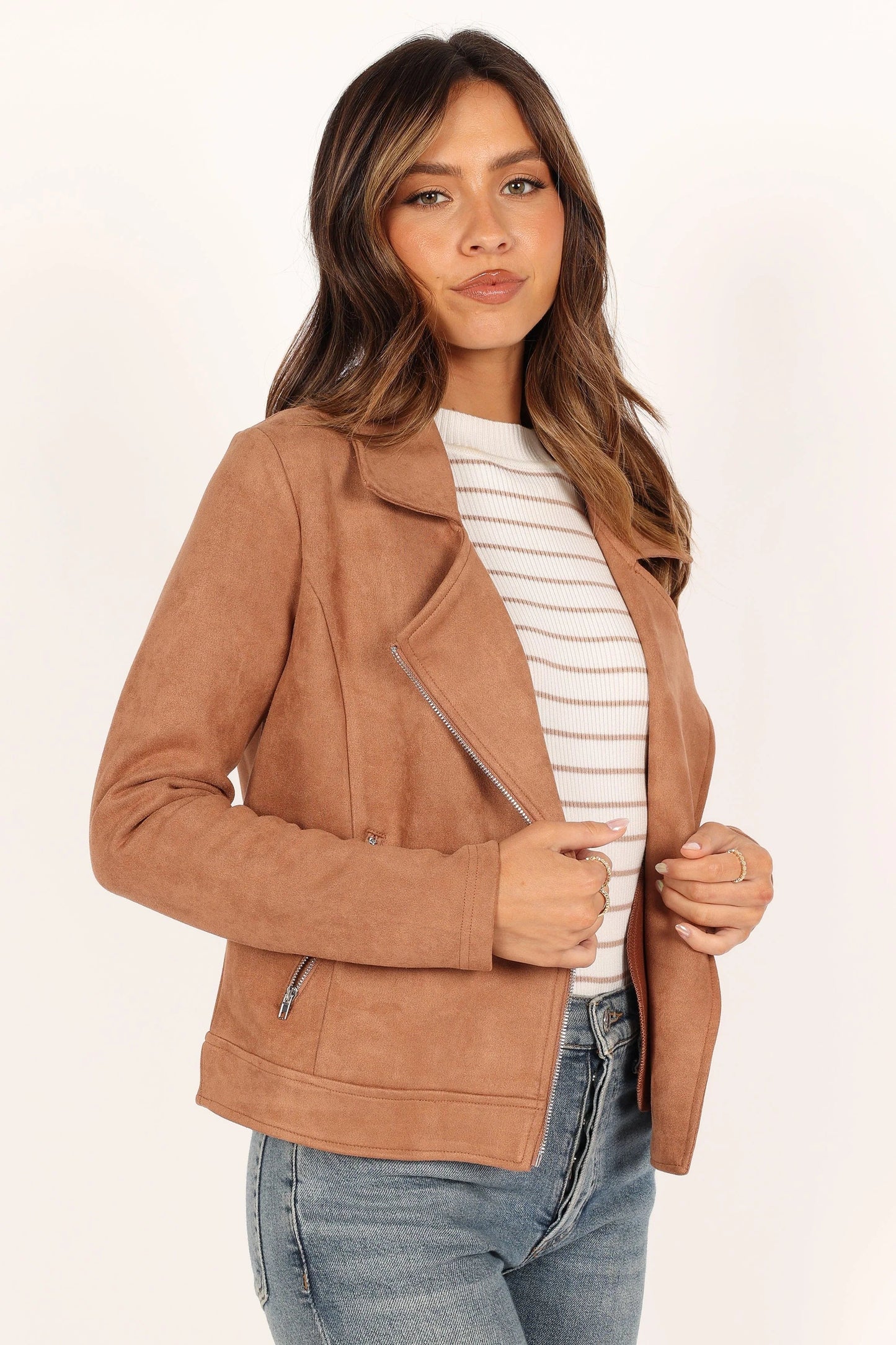 Faux Suede Moto Jacket