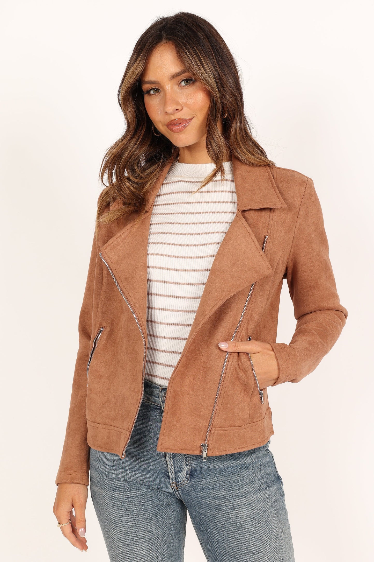 Faux Suede Moto Jacket