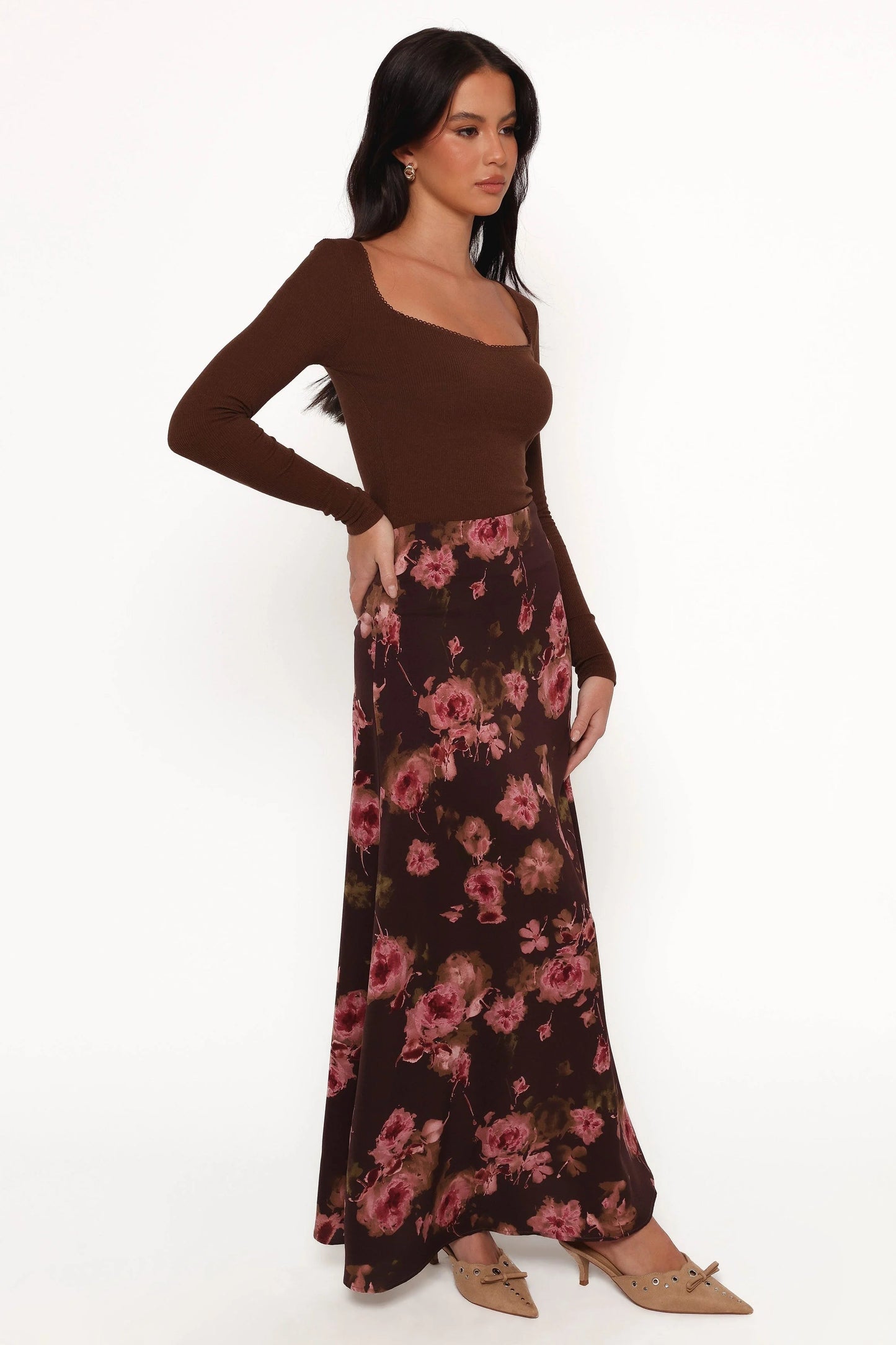 Floral A-Line Midi Skirt
