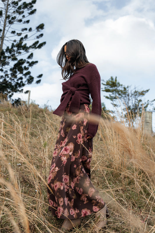 Floral A-Line Midi Skirt