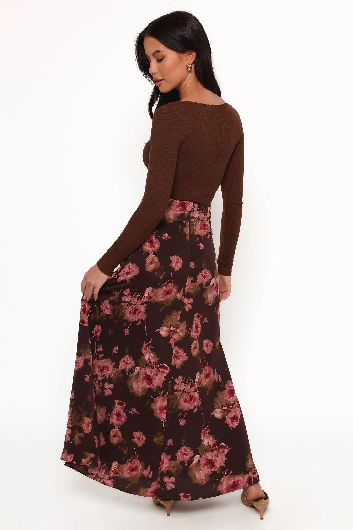 Floral A-Line Midi Skirt