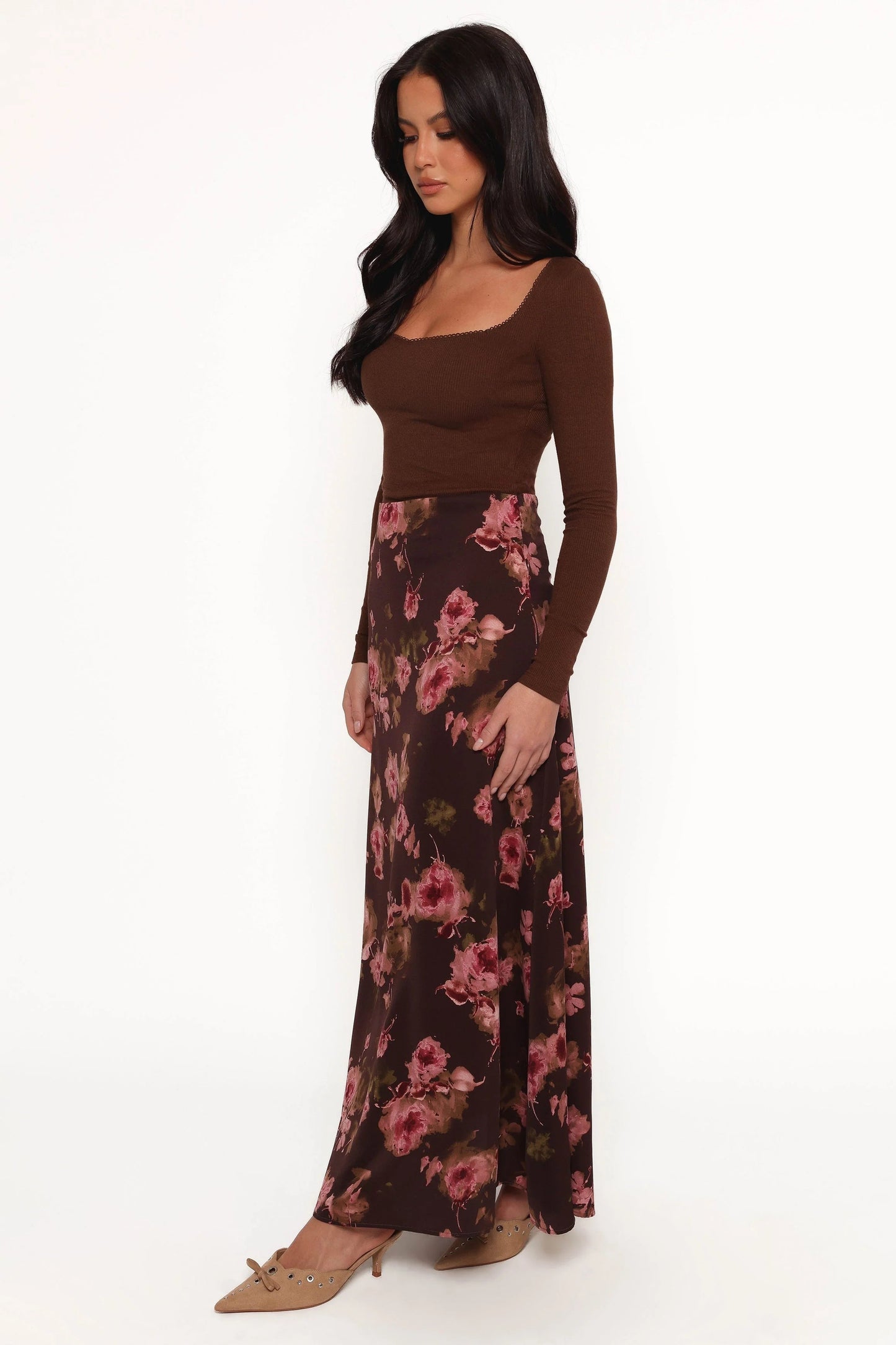 Floral A-Line Midi Skirt