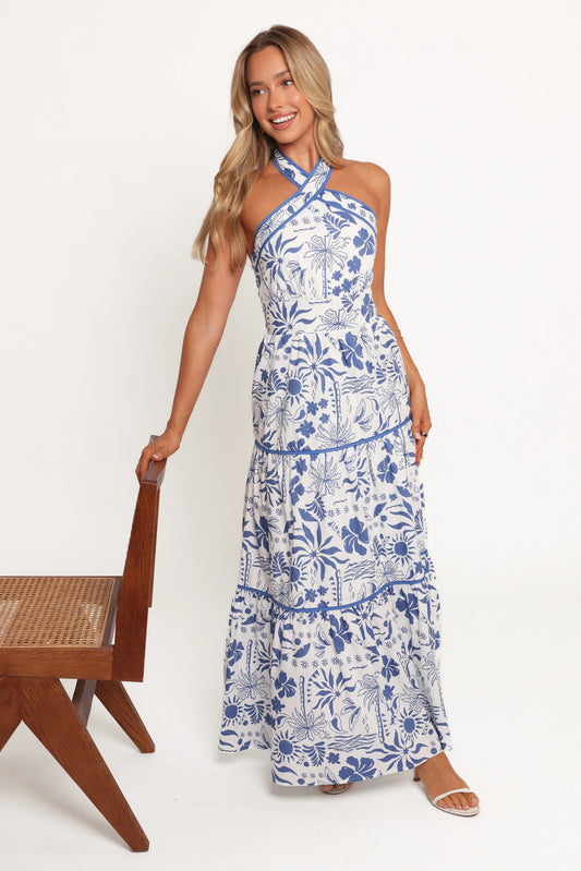 Halterneck Tiered Maxi Dress