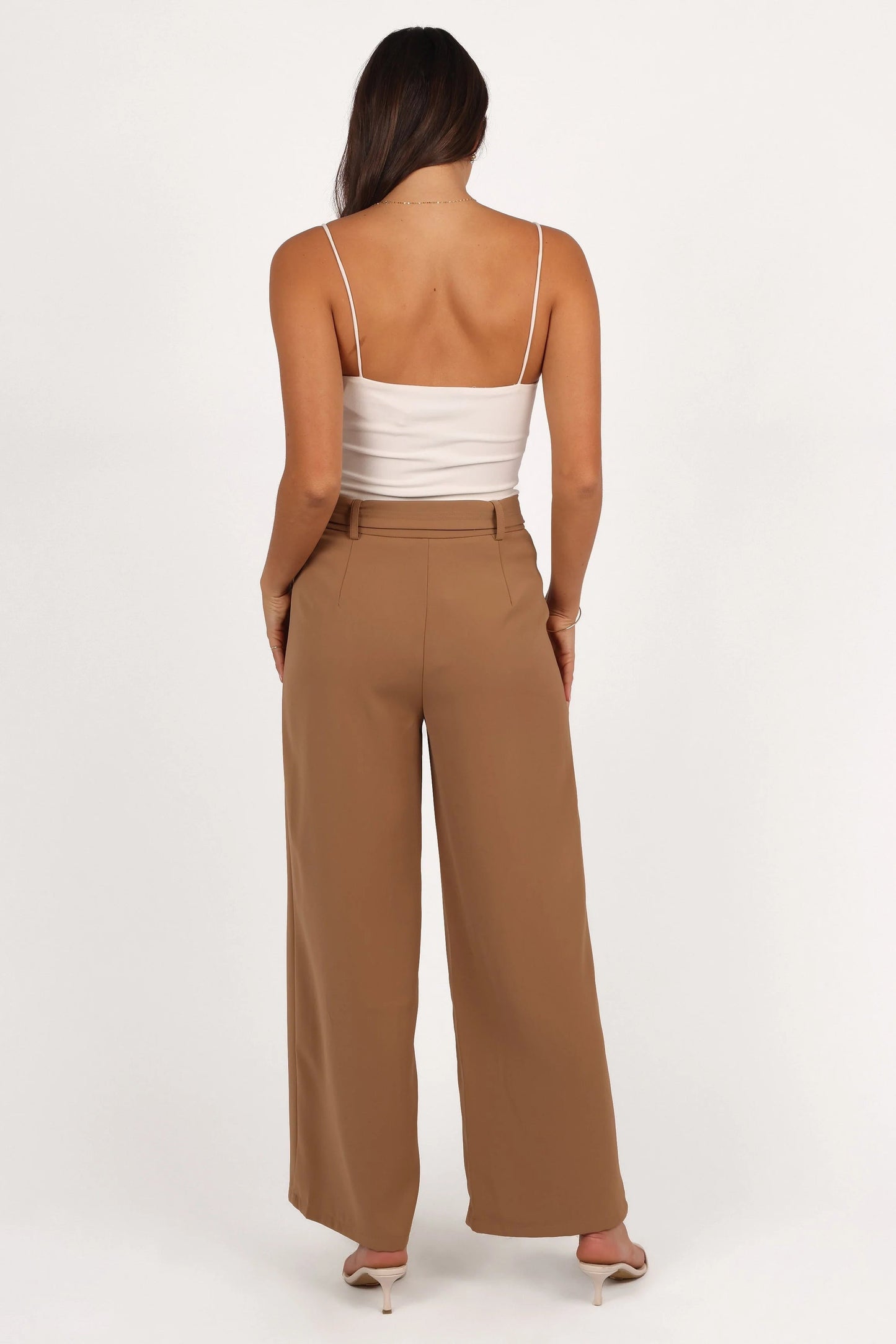 High-Waist Wide-Leg BelTed Pants