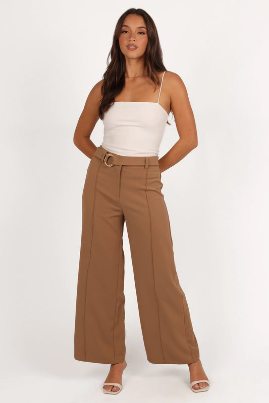 High-Waist Wide-Leg BelTed Pants