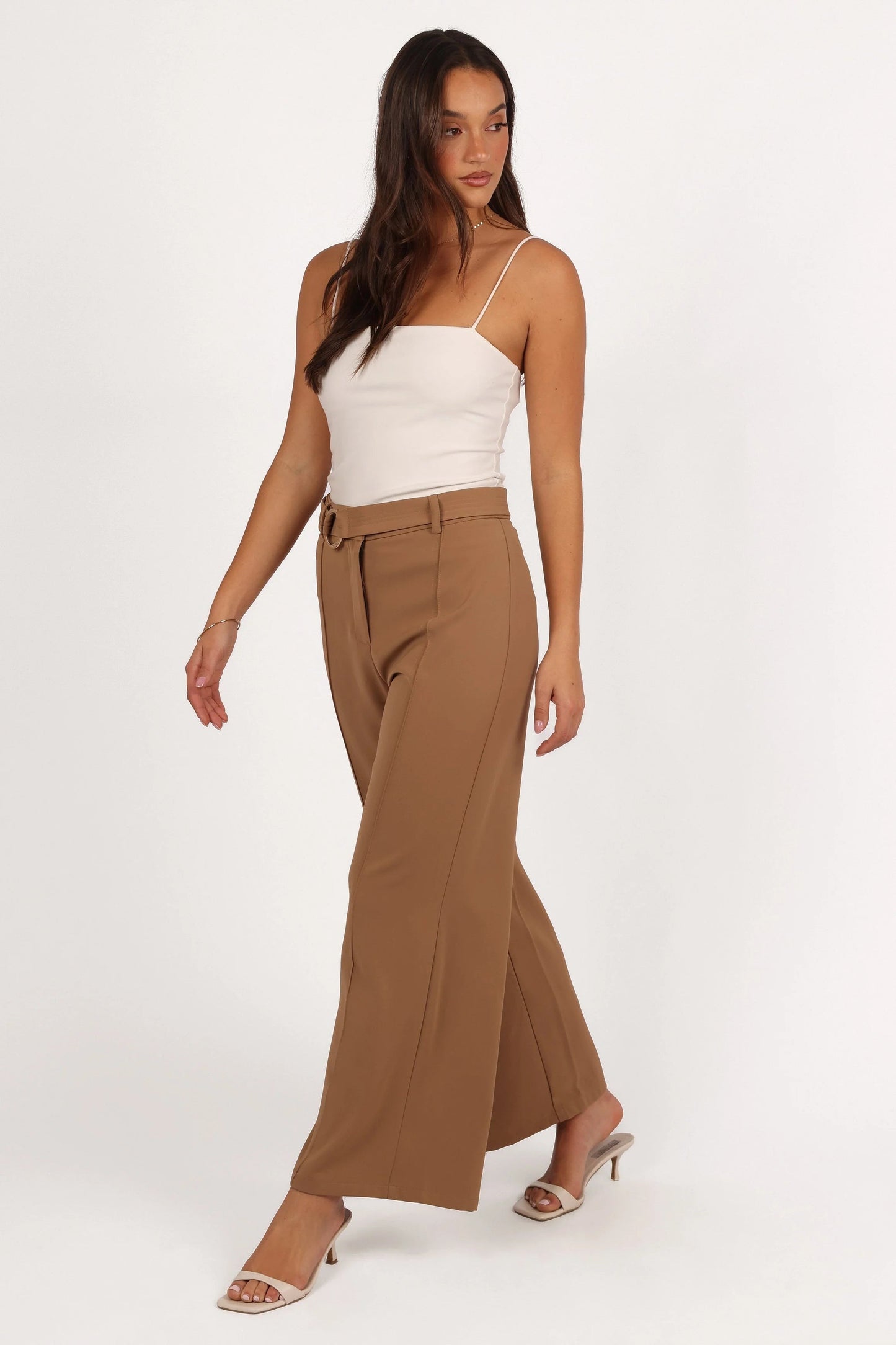High-Waist Wide-Leg BelTed Pants