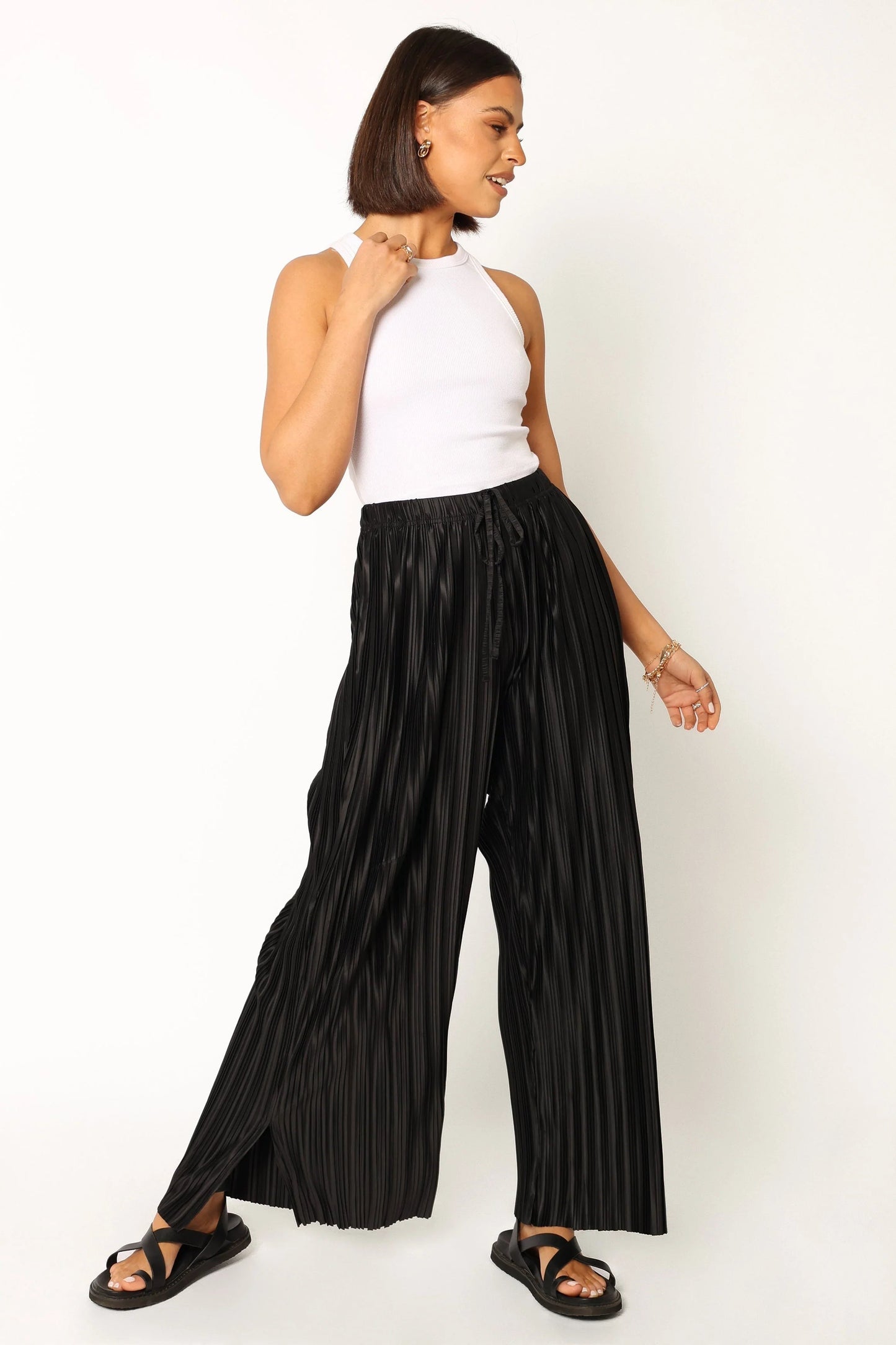 High-Waisted Pleated Wide-Leg Pants