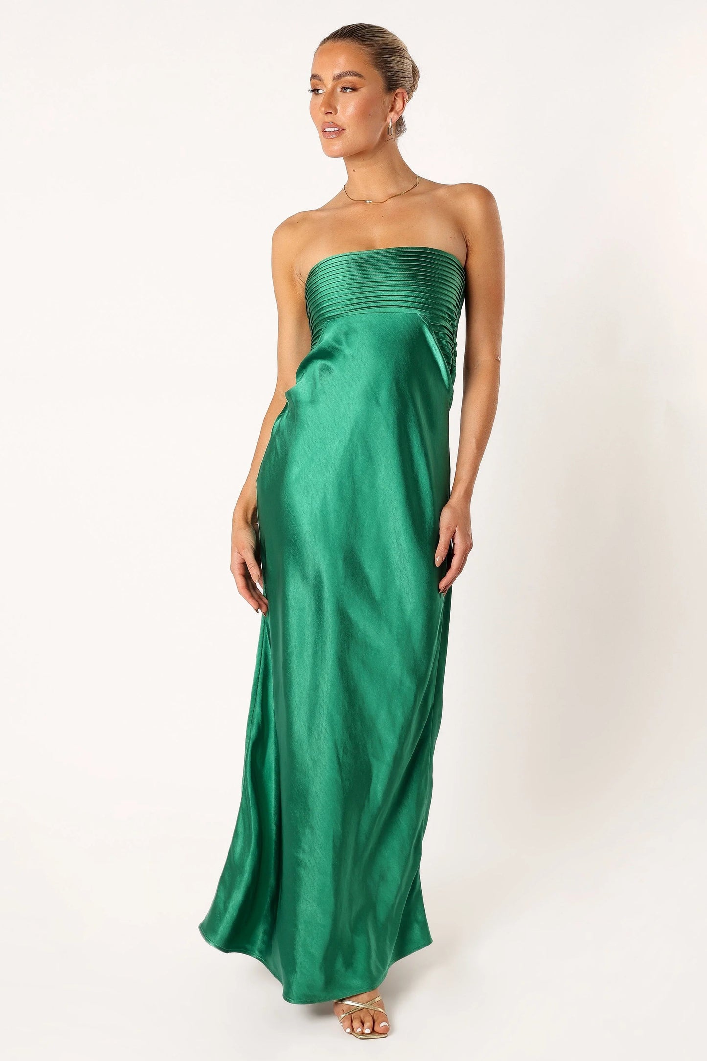 Pleated Bodice Maxi Dress