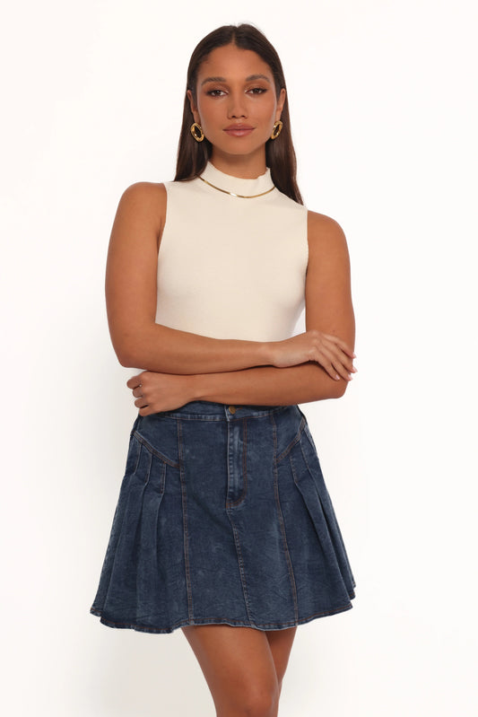 Pleated Mini Skirt with Side Detail