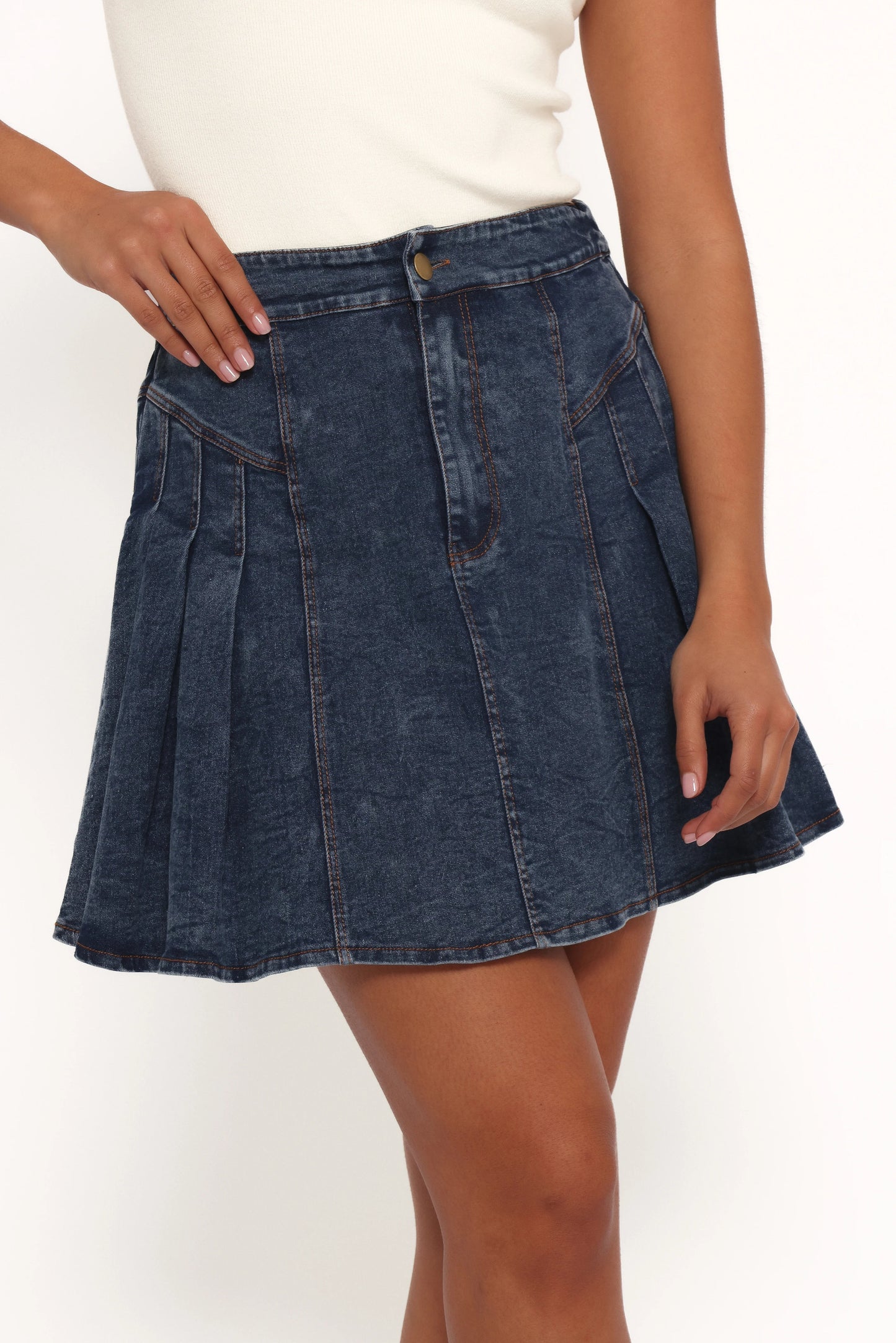 Pleated Mini Skirt with Side Detail