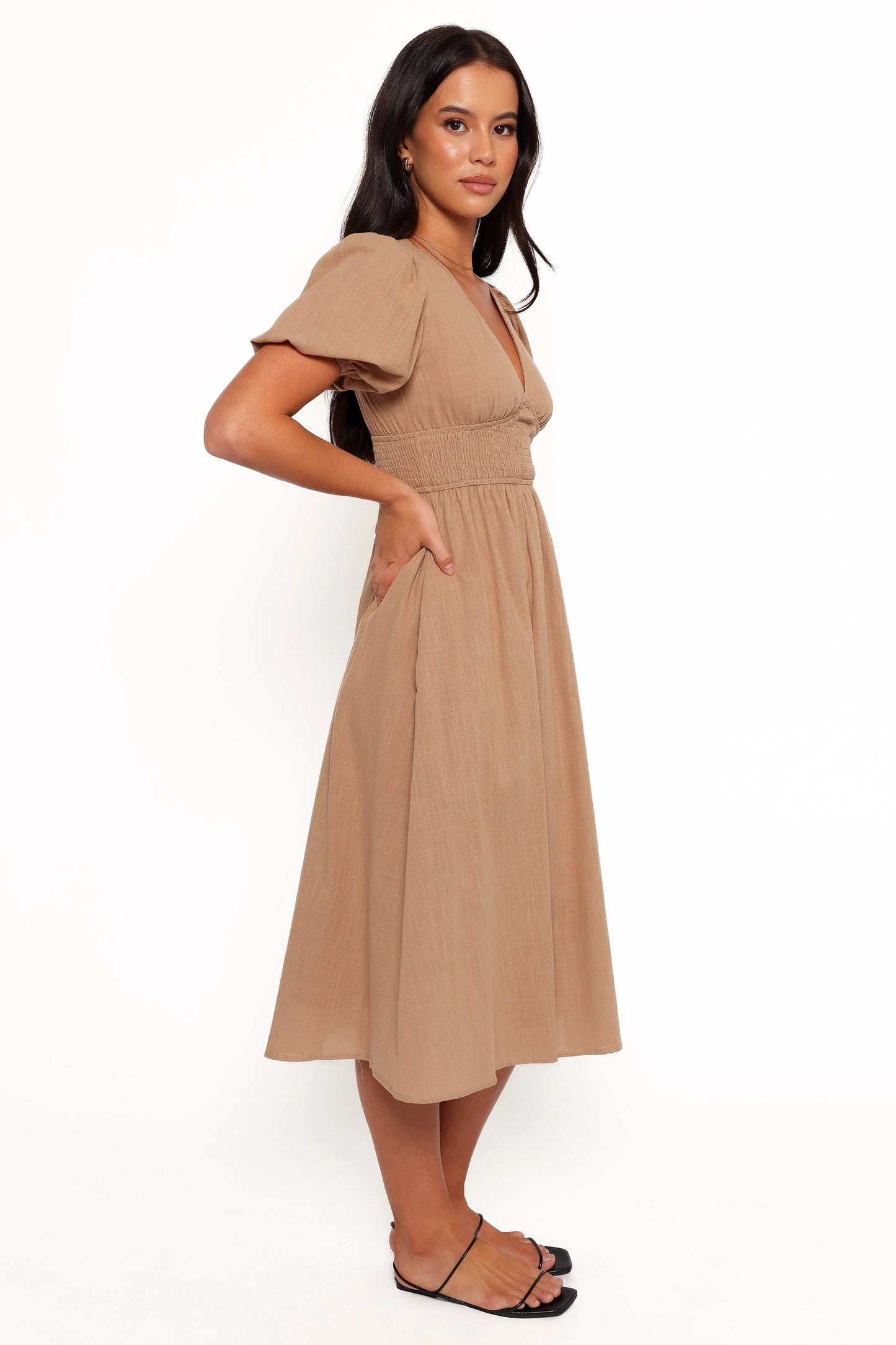 Shirred Romance Midi Dress