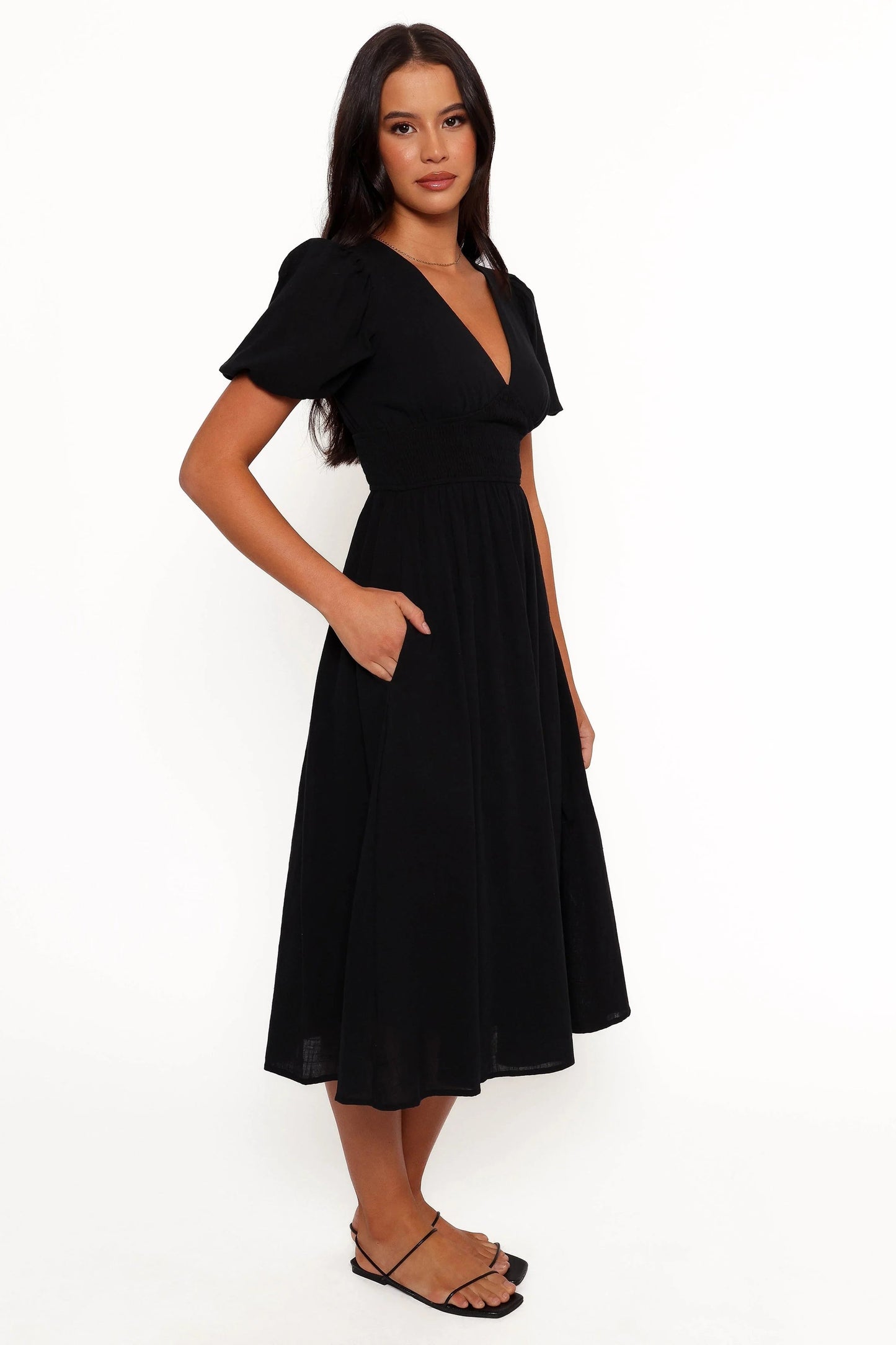 Shirred Romance Midi Dress