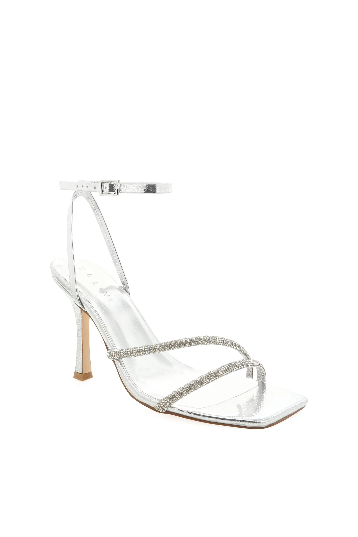 Silver Diamante Ankle-Strap Stilettos