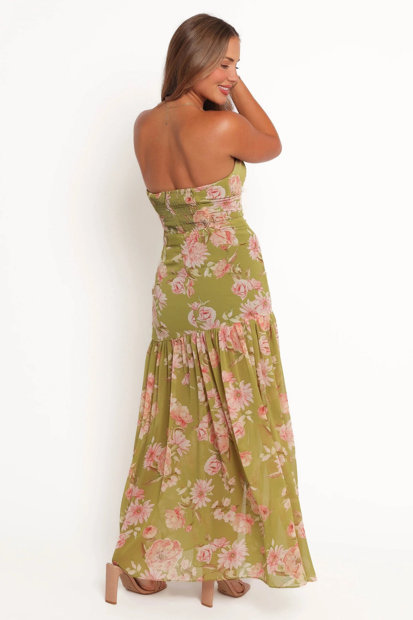 Strapless Floral Grip-Fit Maxi