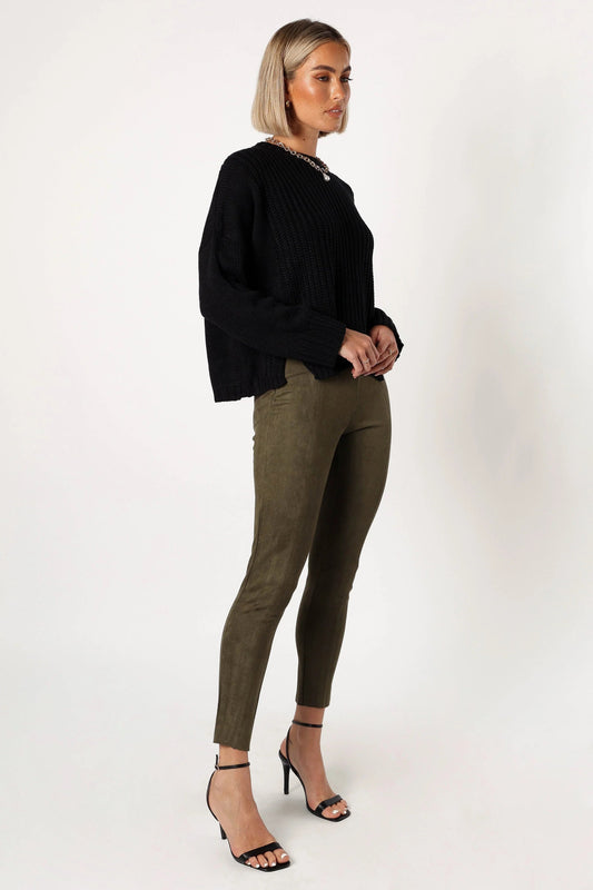 Suede-Feel High-Waist Leggings