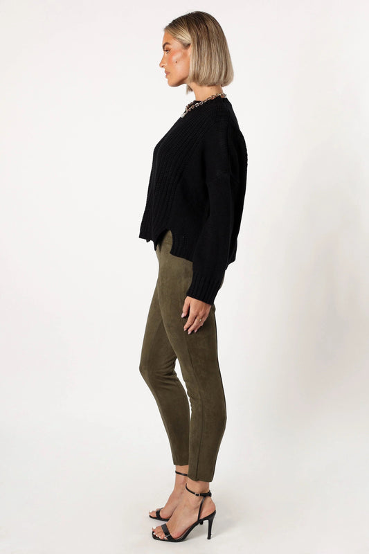 Suede-Feel High-Waist Leggings