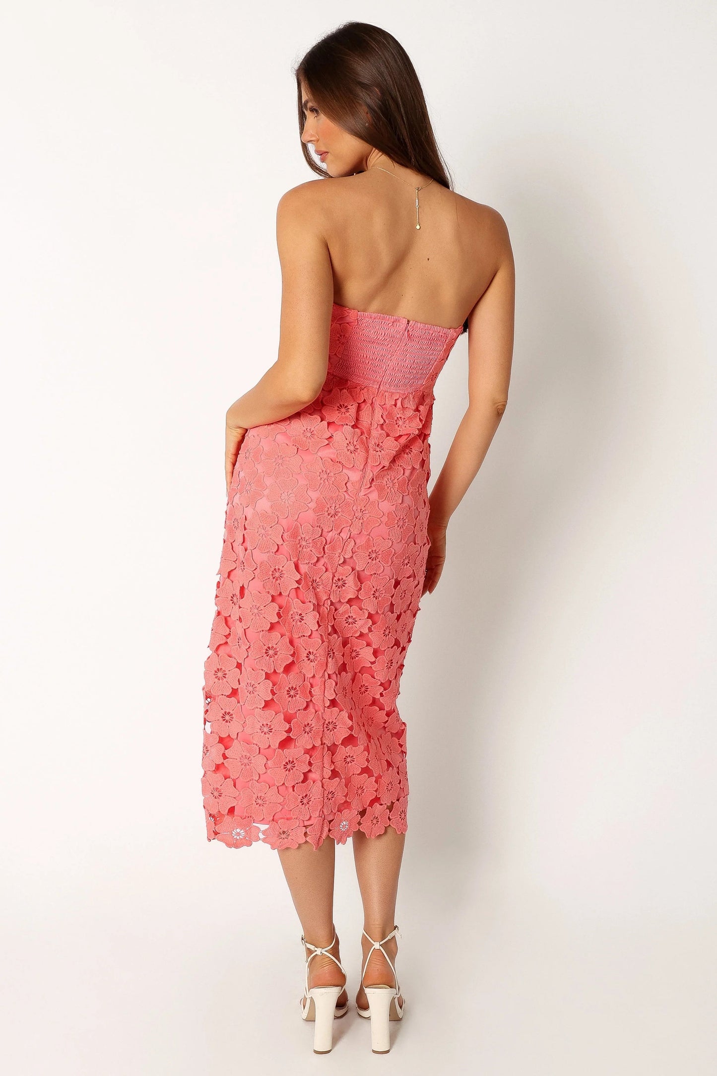 Sweetheart Knot-Detail Strapless Midi Dress