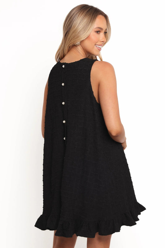 Textured Ruffle-Hem Mini Dress