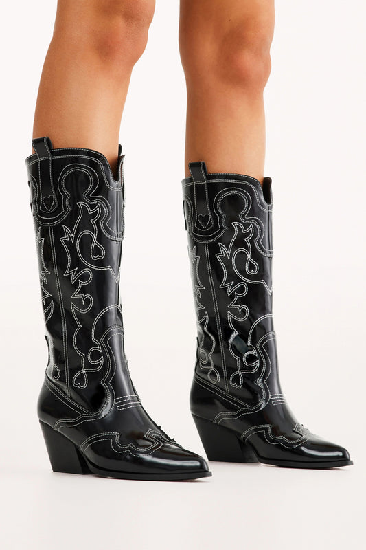 Western Embroidered Ankle Boots